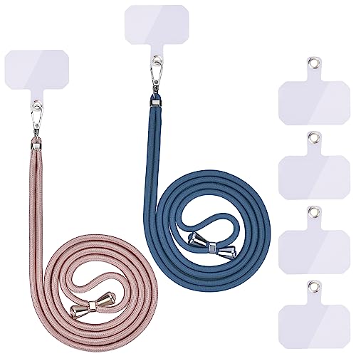 Handykette Universal, Handy Lanyard, Universelles Handy um den Hals hängend mit Pad Handy Lanyard, verstellbar und abnehmbar.2-Seile(Roségold，Blau) von Linkbro