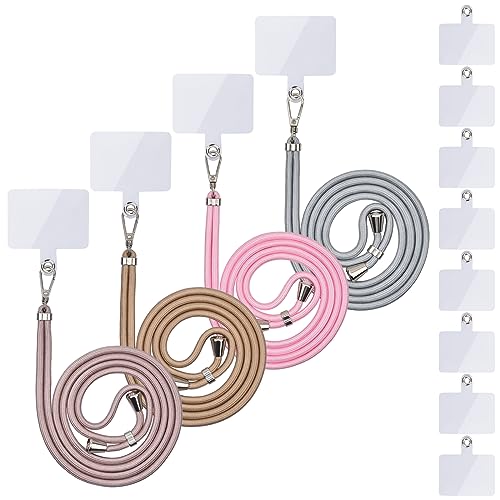 Handykette Universal, Handy Lanyard, Universelles Handy um den Hals hängend mit Pad Handy Lanyard, verstellbar und abnehmbar.4-Seile (Roségold, Gold, Silber, leuchtendes Rosa) von Linkbro