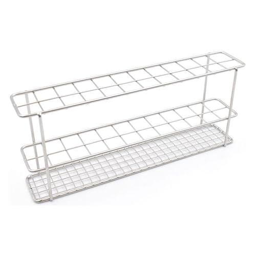 Linker® Reagenzglasgestelle aus Edelstahl, mit 2 Facheinteilungen Boden aus Schweißgitter w 8 mm Fachanzahl: 2 x 12 von Linker