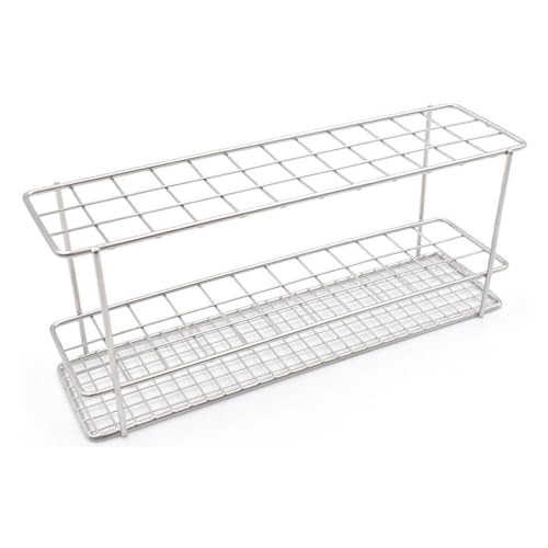 Linker® Reagenzglasgestelle aus Edelstahl, mit 2 Facheinteilungen Boden aus Schweißgitter w 8 mm Fachanzahl: 3 x 12 von Linker