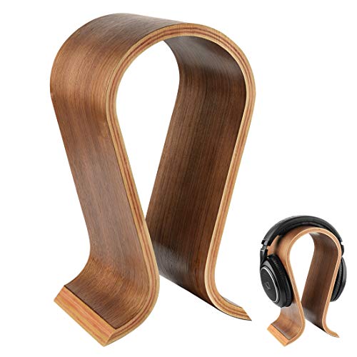 Holz-Omega-Kopfhörerständer/Holz-Kopfhörer-Aufhänger/Holz-Headset-Halter/Omega-Kopfhörer-Schreibtisch-Display-Aufhänger – Holz-Headsets mit Walnuss-Finish – Linkidea von Linkidea