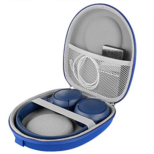 Linkidea Kopfhörer-Tragetasche, kompatibel mit JBL T600BTNC, Live 400BT, Tune 500BT, T450BT, E45BT Hülle, schützende Hartschalen-Reisetasche mit Kabel, Ladegerät, Blau von Linkidea