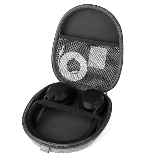Linkidea Kopfhörer-Tragetasche, kompatibel mit Jabra, Skullcandy, Mpow, Shure, Sennheiser, schützende Hartschalen-Reisetasche mit Kabel, Ladegerät-Aufbewahrung (grau) von Linkidea
