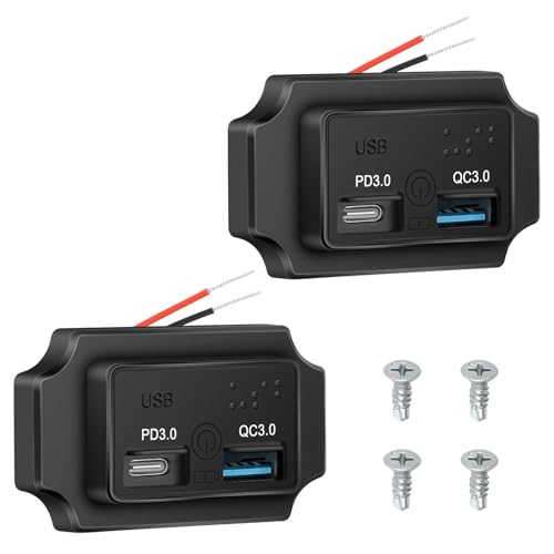 2 Stück Dual USB Ladebuchse Steckdose, 12V Auto Ladegerät QC3.0 USB & PD Type C Schnellladung mit Schalter, wasserdichte USB Autoladegerät Schnellladeadapter für Wohnmobil Motorrad LKW Boot von Linkstyle