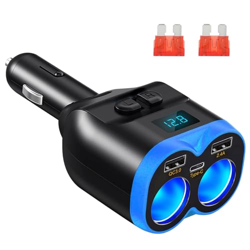 Auto Ladegerät Zigarettenanzünder Adapter, USB Auto Ladegerät Adapter Steckdosen Splitter QC3.0 Dual USB 20W PD Auto Ladegerät Adapter ZweiWegeSchalter 12V/24V DC Auto-Steckdose für Auto von Linkstyle