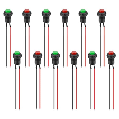Linkstyle 12 Stück Einrastende Druckknopfschalter, 12mm Runde Selbstverriegelnde Druckknopfschalter 2 Pin Vorverdrahtet für Auto Linkstyle 12 Stück Einrastende Druckknopfschalter, 12mm Runde Selbstverriegelnde Druckknopfschalter 2 Pin Vorverdrahtet für Auto von Linkstyle