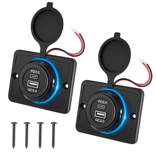 Linkstyle Car USB Outlet Panel, PD3.0 & QC3.0 USB Ladegerät Panel mit LED Licht für 12V/24V Motorräder, Boote, Marine -2Stk Linkstyle Car USB Outlet Panel, PD3.0 & QC3.0 USB Ladegerät Panel mit LED Licht für 12V/24V Motorräder, Boote, Marine -2Stk von Linkstyle