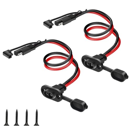 Linkstyle 2PCS SAE Schnellverbinder-Harness, 1FT 10AWG SAE Stecker auf Buchse Kabel, Wasserdichtes SAE Verlängerungskabel Stromsteckdose Seitenwand Anschluss für Solarpanel Generator Batterieladegerät von Linkstyle