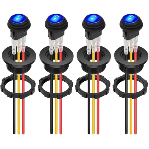 Linkstyle 4 Stück Wasserdichter Runde Kippschalter, 12V 20A SPST ON/OFF Wippschalter 3 Stifte mit Gehäuse & Blaues LED Licht Schalter für Auto RV Boot Linkstyle 4 Stück Wasserdichter Runde Kippschalter, 12V 20A SPST ON/OFF Wippschalter 3 Stifte mit Gehäuse & Blaues LED Licht Schalter für Auto RV Boot von Linkstyle
