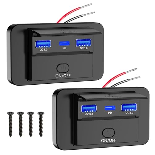 Linkstyle RV USB Steckdose, Dual QC3.0 USB A Port & PD3.0 USB C Port Schnellladung mit EIN/Aus Schalter für 12V Auto -2Stück Linkstyle RV USB Steckdose, Dual QC3.0 USB A Port & PD3.0 USB C Port Schnellladung mit EIN/Aus Schalter für 12V Auto -2Stück von Linkstyle