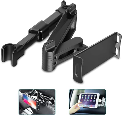 Linkstyle Tablet Halterung Auto Kopfstütze, Universelle Dehnbare 360° Drehung Telefon Kopfstützenhalterung für KFZ Auto Rücksitz Smartphones/Tablets/Switch/iPad Air Mini/iPhone/Samsung 4-10,6 Zoll von Linkstyle