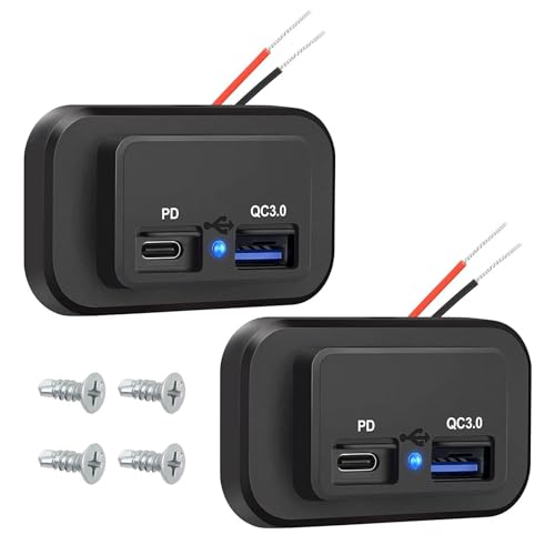 2 Stück 12 V USB-Steckdose, Dual Quick Charge 3.0 12 V Buchse USB Ladegerät & PD Type-C (USB C), 12 V 24 V USB-Ladegerät, wasserdichter Steckdosenadapter, Auto-Ladegerät, LKW, Golfwagen 2 Stück 12 V USB-Steckdose, Dual Quick Charge 3.0 12 V Buchse USB Ladegerät & PD Type-C (USB C), 12 V 24 V USB-Ladegerät, wasserdichter Steckdosenadapter, Auto-Ladegerät, LKW, Golfwagen von Linkstyle