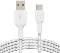 BELKIN USB-C/USB-A CABLE 0.15 m, Braided USB-C to USB-A, White (CAB002BT0MWH) von Linksys