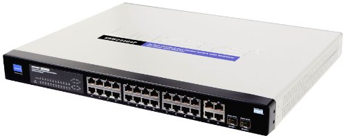 Cisco Small Business SRW224G4P-EU Fast Ethernet 10/100 24-Port Rackmount Switch, 4x Gigabit Ports, 2x Combo SFP - PoE von Linksys