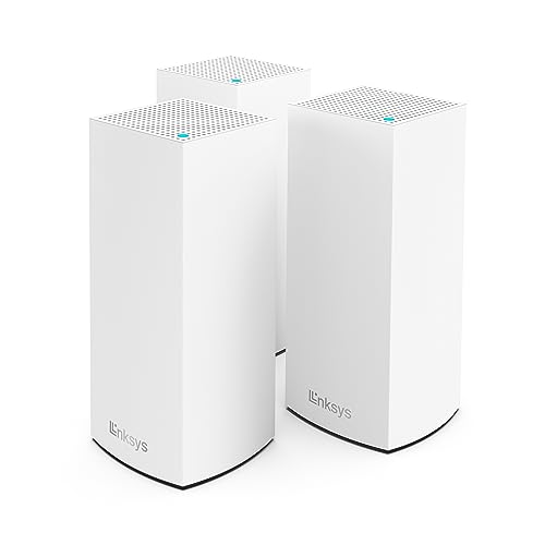 Linksys Atlas 6 Mesh-WiFi 6-System – Dual-Band AX3000 WLAN Router Extender mit 4-mal höherer Geschwindigkeit bis zu 3,0 Gbit/s – mehr als 75 Geräte und 558 m² Funkabdeckung – 3er-Pack, Weiß von Linksys