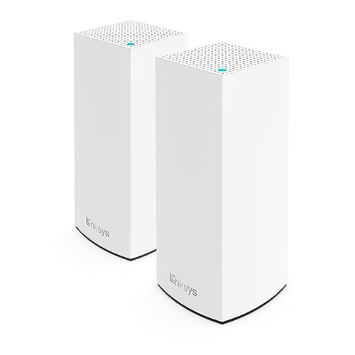 Linksys Atlas Pro 6 Velop Dual-Band-Mesh-WiFi 6-System (AX5400) WLAN-Router mit bis zu 500 m² Funkabdeckung, 4-mal schneller, für mehr als 60 Geräte – 2er-Pack, Weiß von Linksys