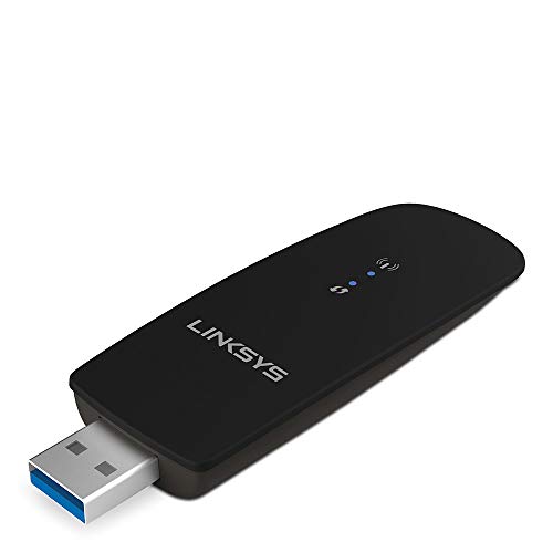 Linksys Max Stream AC1200 WLAN-Stick Dual-Band USB-WLAN-Adapter – USB 3.0-WiFi-Dongle mit MU-MIMO für PCs, Desktop- und Laptop-Geräte – Schwarz (WUSB6100-M) von Linksys