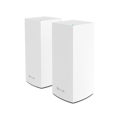 Linksys Velop MX8400 Tri-Band Mesh-WiFi 6-System (AX4200) WLAN-Router mit bis zu 525 m² Funkabdeckung, 3,5-mal schneller, für mehr als 80 Geräte – 2er-Pack, Weiß von Linksys