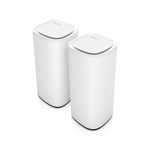 Linksys Velop Pro 7 Mesh WiFi 7-System MBE7002 – Cognitive Mesh-System mit Tri-Band und mehr als 10 Gbit/s – Mesh-Abdeckung von bis zu 550 m² – Anbindung von 400 Geräten – 2er-Pack von Linksys