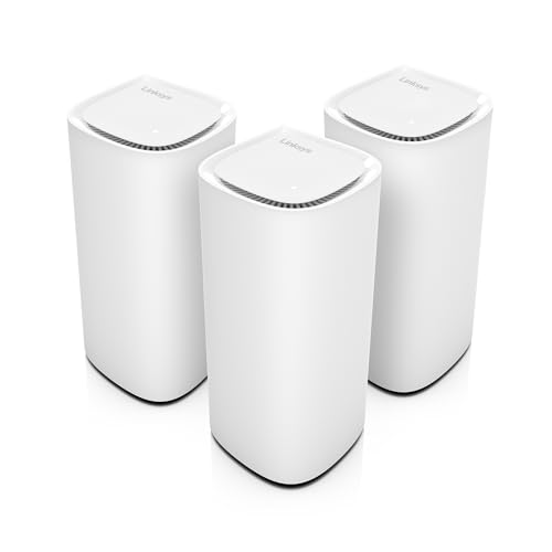 Linksys Velop Pro 7 Mesh WiFi 7 System MBE7003 – Cognitive Mesh-System mit Tri-Band und mehr als 10 Gbit/s – Mesh-Abdeckung von bis zu 825 m² – Anbindung von 600 Geräten – 3er-Pack von Linksys