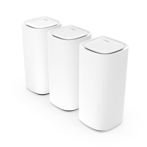 Linksys Velop Pro WiFi 6E Mesh-System MX6203-KE – Cognitive Mesh-Router mit 6-GHz-Band-Zugriff und 5,4 Gbit/s – Mesh-Abdeckung für bis zu 825 m² und 600 Geräte – 3er-Pack von Linksys