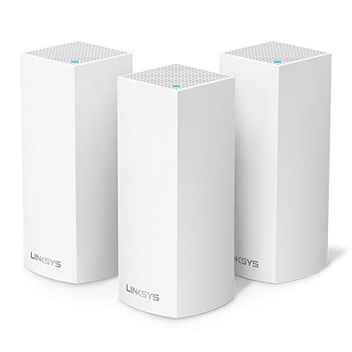Linksys Velop WHW0303 Tri-Band Whole Home Mesh WiFi 5 System (AC2200) – WLAN-Router-Extender & Booster bis zu 6000 m² für 60+ Geräte – unterstützt MU-MIMO & Kindersicherung – 3er-Pack, Weiß von Linksys