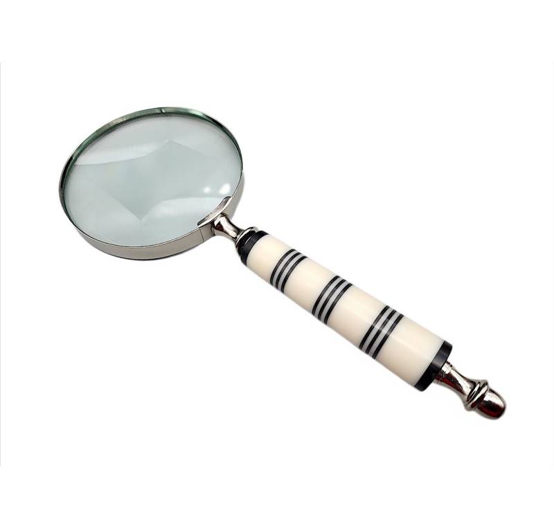 Linoows Handlupe Lupe, Vergrößerungsglas, Leselupe, Sehhilfe, 1x, Lesehilfe im Art Deco Stil mit Beingriff und dreifacher Vergrößerung von Linoows