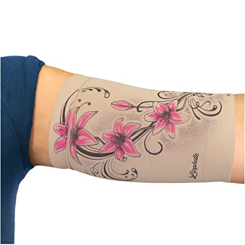 Linphelle Picc Line Mikrofaser Coverpicc - Armkatheter-Abdeckband aus atmungsaktivem Design-Gewebe, Arm Sleeve ideal für PICCs, Blutzuckermessgerät und Tattoo-Abdeckung, Hibiskus, Größe M von Linphelle