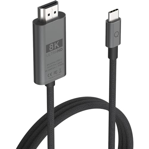 Linq Connects 8K/60 Hz USB-C zu HDMI Pro-Kabel 2M, Anzeige/TV (8K), 1x USB-C (Mann), 1x 8K HDMI (Mann), HDMI 2.1, bis zu 8K/60 Hz oder 4K/120 Hz, Grau, Grau, Grau, Grau von Linq Connects