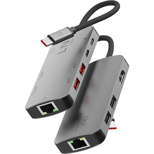 Linq Connects Pro Multiport Hub 8in1 USB-C (8K Video / Audio 7.1 Surround) USB-C, HDMI, Ethernet, SD und MicroSD-Kartenleser, USB 3.1 bis 10 Gbit / s, Grau von Linq Connects