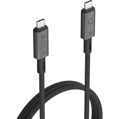 Linq Connects USB4 Pro-Kabel, USB-C bis USB-C, inkl. E-Marker-Chipsatz, Daten, bis zu 40 Gbit/s, USB4.0 USB-C-PD-Ladungen, PD3.1 EPR bis 240W Video, bis zu 8K/60 Hz , 1m Kabel, grau von Linq Connects