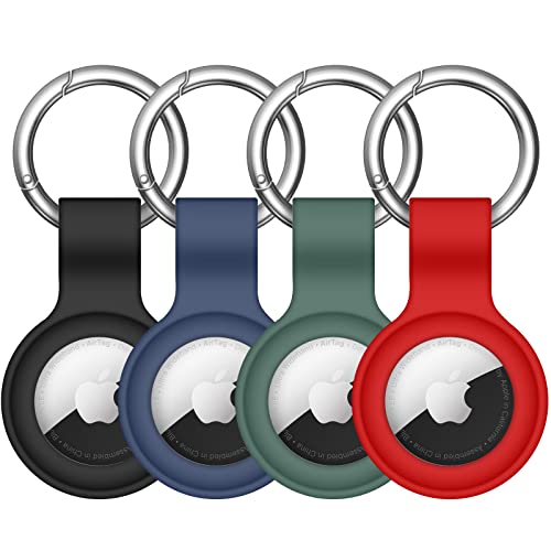 【4 Stück】 Linsaner kompatibel mit AirTag-Hülle, Schlüsselanhänger, Air-Tag-Hülle, Silikon-AirTags-Schlüsselanhänger, kompatibel mit Apple AirTag-GPS-Artikelfinder-Zubehör, mehrfarbig von Linsaner
