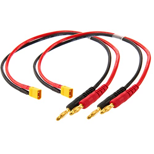 LinsyRC 2-Pack XT30 Männlich auf 4MM 4.0MM Bananenstecker Rundstecker RC Akku Ladekabel Adapter für RC Helikopter Quadcopter Lipo Akku (XT30 Ladekabel) von LINSYRC
