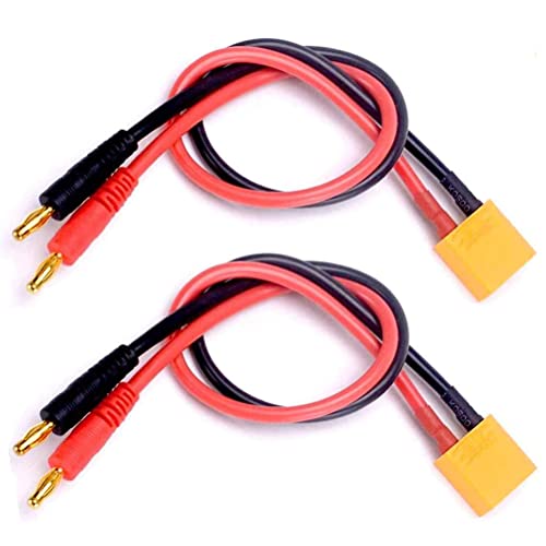 LINSYRC 2-Pack XT90 Männlich auf 4MM 4.0MM Bananenstecker Rundstecker RC Akku Ladekabel Adapter für RC Helikopter Quadcopter Lipo Akku (XT90 Ladekabel) von LINSYRC