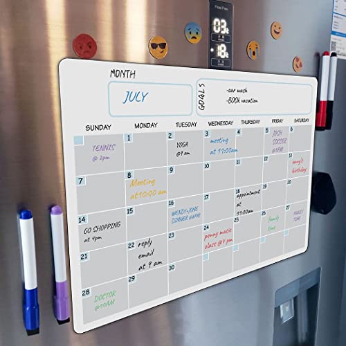 Magnetische Nachrichtentafel, A3, löschbarer Monatsplaner, magnetischer Kalender, Kühlschrank, Küchenplanung, Mini-Tafel (schwarz) von Lioaeust