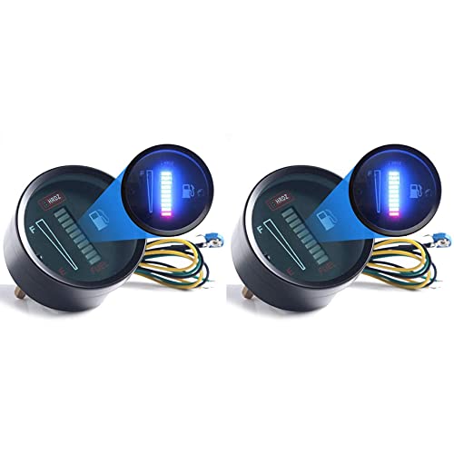 Lioggyet 2 x 24 V 2 Zoll (5,1 cm) Universal-Kraftstoffanzeige für Auto Motorrad Kraftstoffanzeige LED-Indikator Kraftstofftankanzeige LKW Wohnmobil von Lioggyet