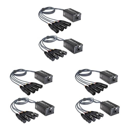 Lioggyet 3 Paar XLR-Stecker/-Buchse, 4-Kanal-Snake-3-Pin-XLR/-auf-Ethercon-RJ45-Cat5/Cat6-Ethernet-Extender für Live-Bühnen, Schwarz Lioggyet 3 Paar XLR-Stecker/-Buchse, 4-Kanal-Snake-3-Pin-XLR/-auf-Ethercon-RJ45-Cat5/Cat6-Ethernet-Extender für Live-Bühnen, Schwarz von Lioggyet