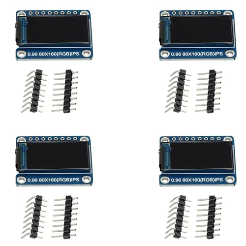Lioggyet 4 x IPS-Modul, 2,4 cm (0,96 Zoll), 8 SPI, HD, 65 K, A, TFT-Modul, St7735, IC 80 x 160, LCD-Display, 3,3 V, SPI-Schnittstelle für DIY von Lioggyet