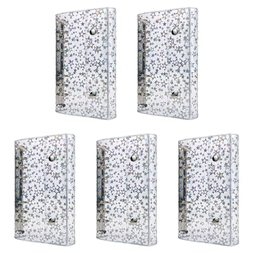 Lioggyet 5X A6 Budget-Ordnerhülle, Transparentes PVC, 6-Ring-Ordner, Glitzerstern, Nachfüllbare Notizbuchhülle, Schutz mit 2 Druckknöpfen Lioggyet 5X A6 Budget-Ordnerhülle, Transparentes PVC, 6-Ring-Ordner, Glitzerstern, Nachfüllbare Notizbuchhülle, Schutz mit 2 Druckknöpfen von Lioggyet