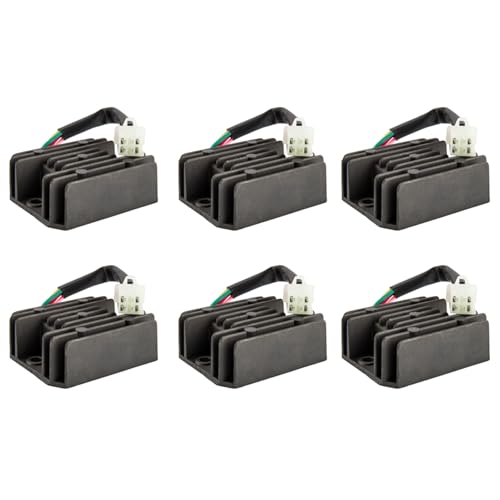 Lioggyet 6X Universal 4 Draht Vollwelle Schwarz Motorrad Regler Gleichrichter 12V DC Fahrrad Quad von Lioggyet