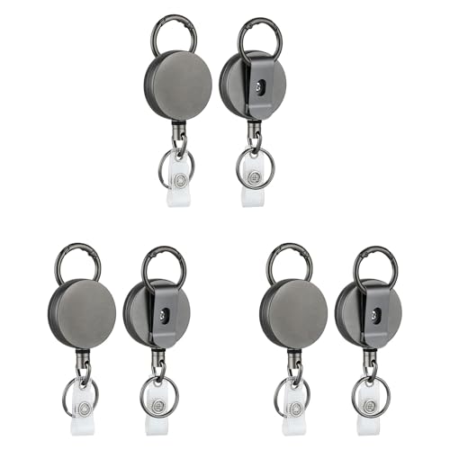 Lioggyet Packung mit 6 Spulen, einziehbare Platte, hohe Widerstandsfähigkeit, Ausweishalter aus Metall mit Gürtelclip für Namenskarten Lioggyet Packung mit 6 Spulen, einziehbare Platte, hohe Widerstandsfähigkeit, Ausweishalter aus Metall mit Gürtelclip für Namenskarten von Lioggyet