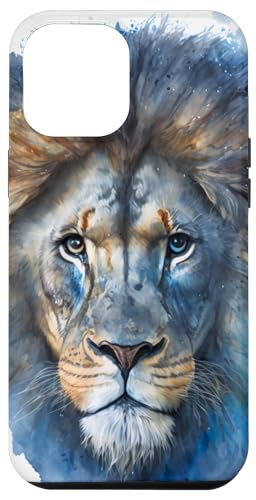 Hülle für iPhone 15 Pro Max Löwe Blau Aquarell Tier von Lion Blue