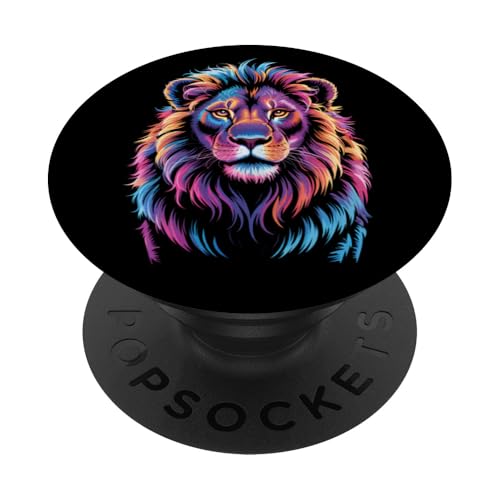 Farbenfroher Löwe, Tierliebhaber, Herren, Damen, Kinder PopSockets Klebender PopGrip von LionAxis1