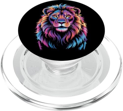 Farbenfroher Löwe, Tierliebhaber, Herren, Damen, Kinder PopSockets PopGrip für MagSafe von LionAxis1