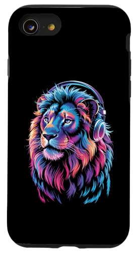 Farbenfroher Löwe zum Tag der Tierwelt, Musikliebhaber, Herren, Damen, Kinder Hülle für iPhone SE (2020) / 7 / 8 von LionAxis1