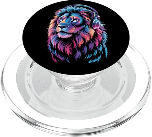 Farbenfroher Löwe zum Tag der Tierwelt, Musikliebhaber, Herren, Damen, Kinder PopSockets PopGrip für MagSafe Farbenfroher Löwe zum Tag der Tierwelt, Musikliebhaber, Herren, Damen, Kinder PopSockets PopGrip für MagSafe von LionAxis1