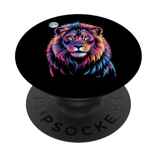 Lion Wildlife Bunter Zoo Day Tierliebhaber für Herren, Damen und Kinder PopSockets Klebender PopGrip von LionAxis1