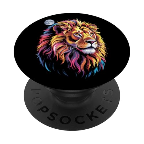 Lion Zoo Day, farbenfrohe Tierliebhaber, Herren, Damen, Kinder PopSockets Klebender PopGrip von LionAxis1
