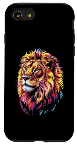 Löwe, Tierliebhaber, bunt, Tierwelt, Zoo-Tag, Herren, Damen, Kinder Hülle für iPhone SE (2020) / 7 / 8 von LionAxis1