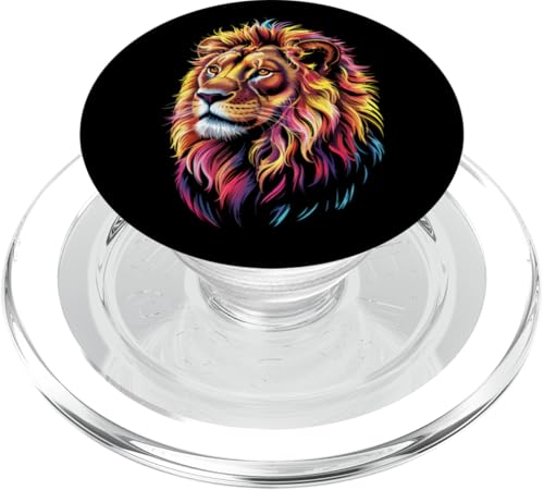 Löwe, Tierliebhaber, bunt, Tierwelt, Zoo-Tag, Herren, Damen, Kinder PopSockets PopGrip für MagSafe Löwe, Tierliebhaber, bunt, Tierwelt, Zoo-Tag, Herren, Damen, Kinder PopSockets PopGrip für MagSafe von LionAxis1